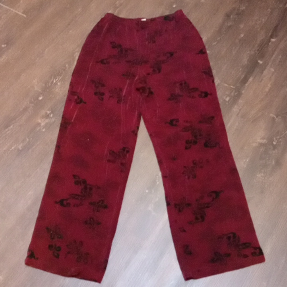 Burgundy glitter women's stretch pants